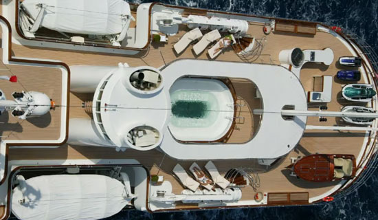 Cork decking superyacht