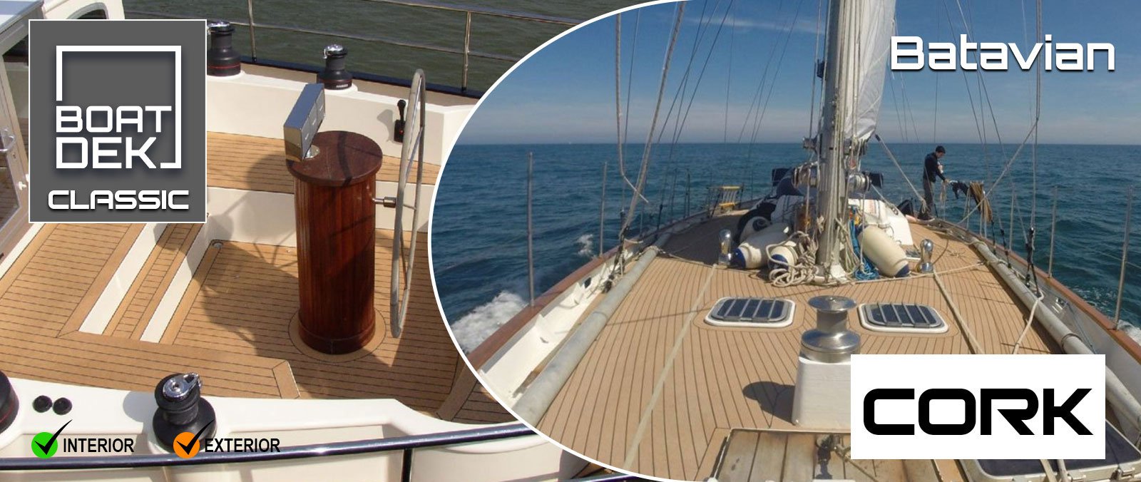 CORK BOAT DECKING, BOAT DEK CLASSIC, BATAVIAN RUBBER, SUPERIOR MARINE DECKING