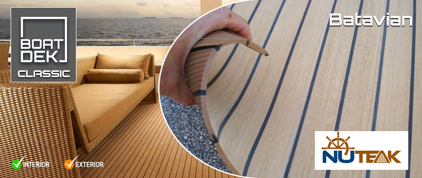 BOAT DEK CLASSIC, BATAVIAN RUBBER, NUTEAK SUPERIOR MARINE DECKING